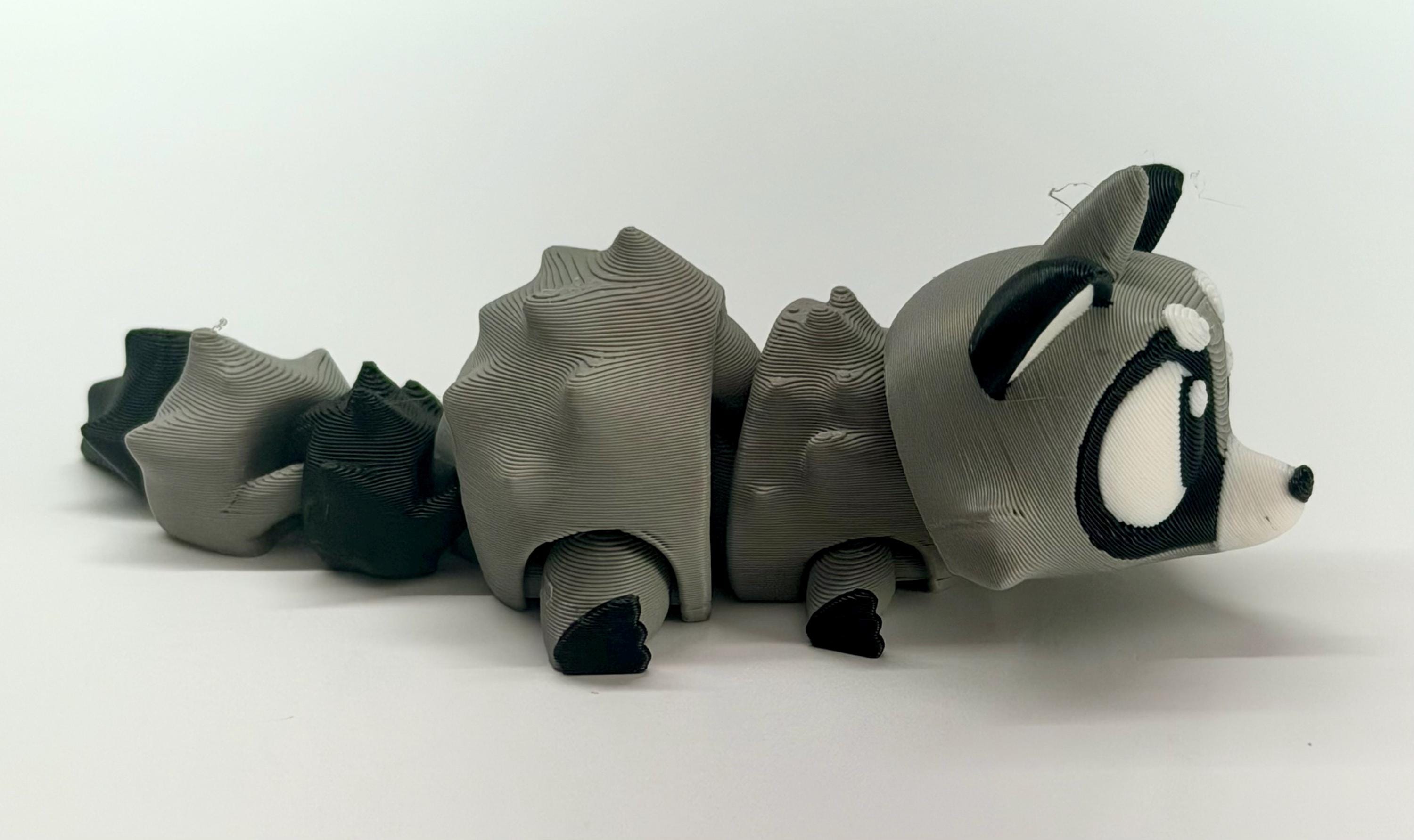 Articulating Raccoon – 3D Printed Flexible Fidget Animal | Desk Toy & Gift