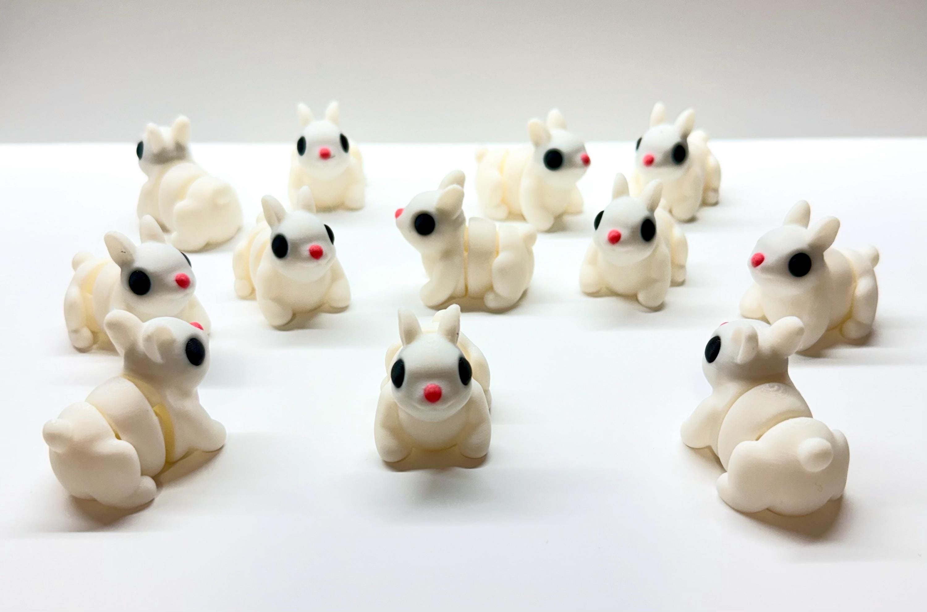 Articulated Bunny Figurine | 3D Printed Desk Decor | Kawaii Rabbit Fidget Toy | Handmade Bunny Gift