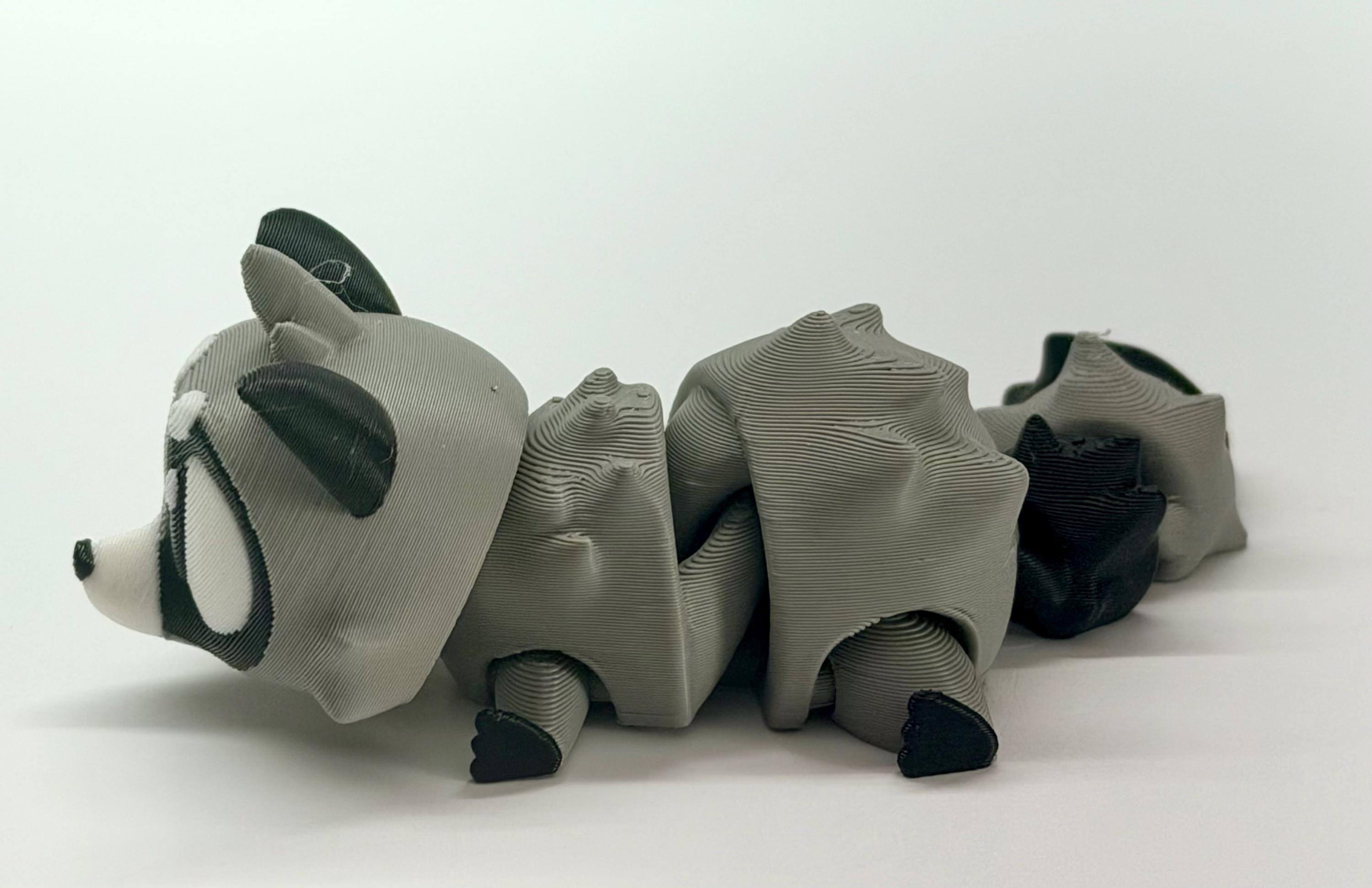 Articulating Raccoon – 3D Printed Flexible Fidget Animal | Desk Toy & Gift